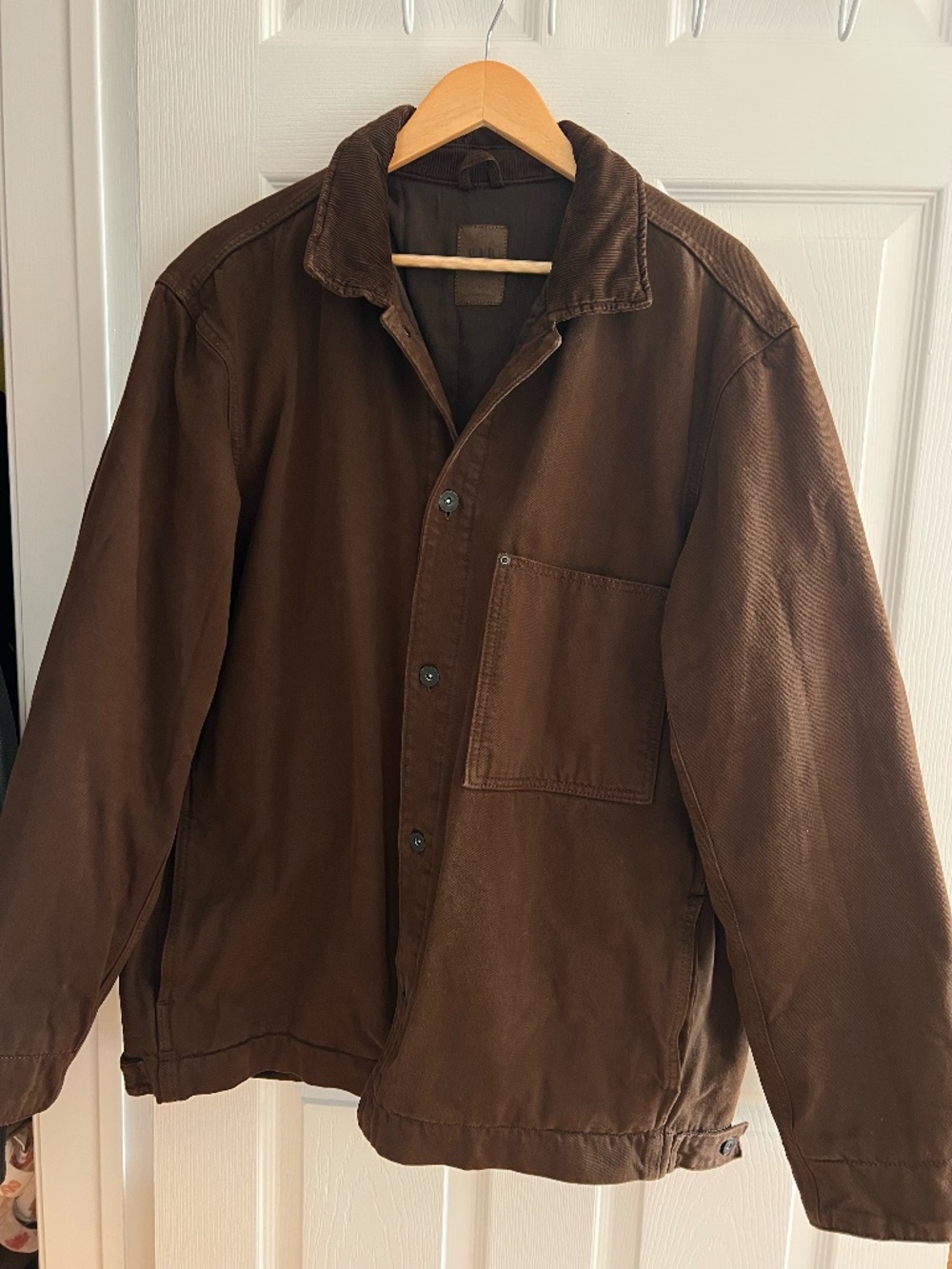 GAP Brown Canvas Chore Jacket Corduroy Collar Vintage Style L